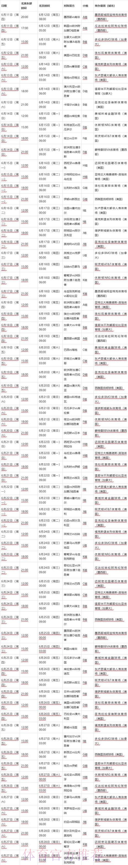2026世界杯赛程一览实时赛程查询入口